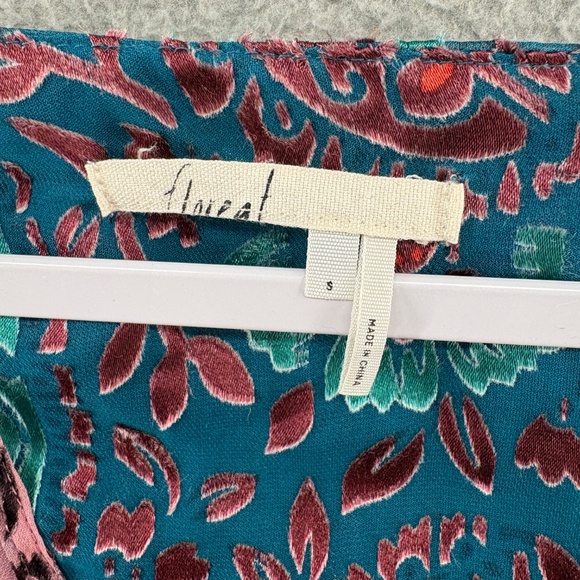 Floreat Anthropologie Silk Velvet Burnout Paisley Babydoll Top Small Boho - Picture 3 of 14